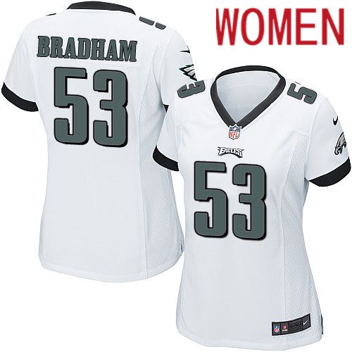 Women Philadelphia Eagles 53 Nigel Bradham Nike White Game NFL Jersey